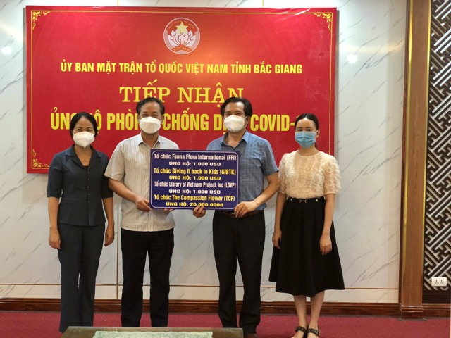 Các tổ chức PCPNN tiếp tục viện trợ tỉnh Bắc Giang phòng chống dịch Covid-19